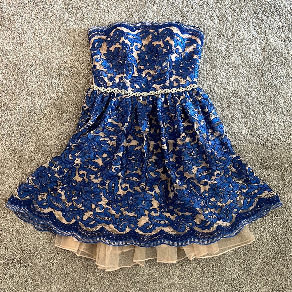 Jodi Christopher Lace Strapless Dress